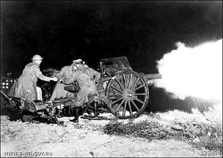 Night practice for the 1st Australian Artillery Brigade