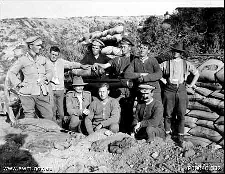 Australian 9th Battery 3rd Brigade with the
              last gun to leave Gallipoli