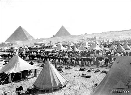 Mena, Egypt - Elevated view of the 9th Battery, 3rd Brigade camp