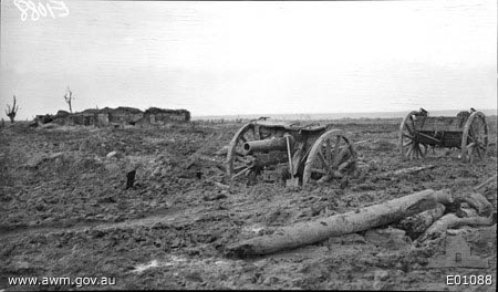 Australian 4.5 in Howitzer gun abandoned at
              Passchendaele